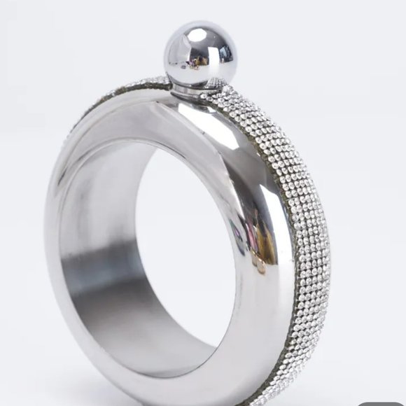 Silver Bracelet Flask with Rhinestones For The Ladies! - Picture 1 of 5